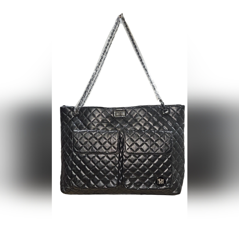 Badgley Mischka Black Quilted Large Tote/ Shoulder Bag NWOT - Picture 3 of 10